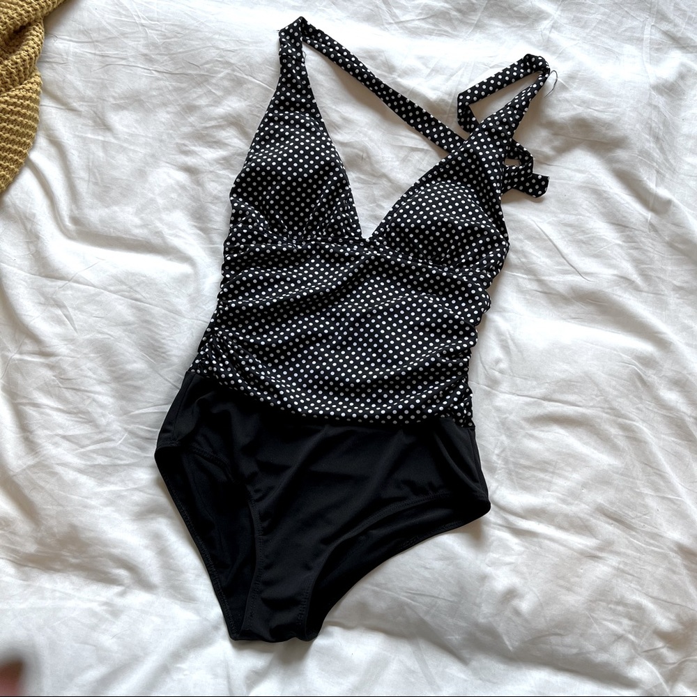 90s Polkadot One Piece Swimsuit